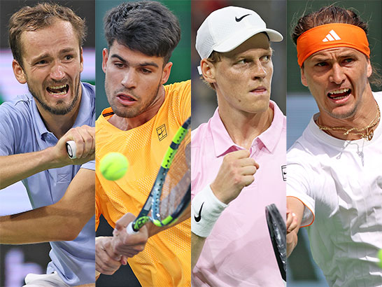 （左から）メドベージェフ、アルカラス、シナー、ズベレフ