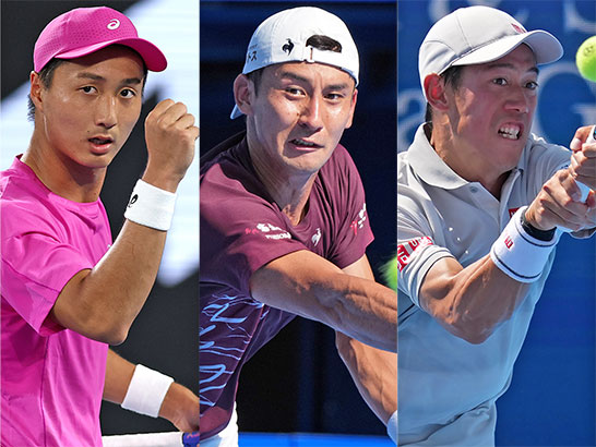 （左から）望月慎太郎、島袋将、錦織圭